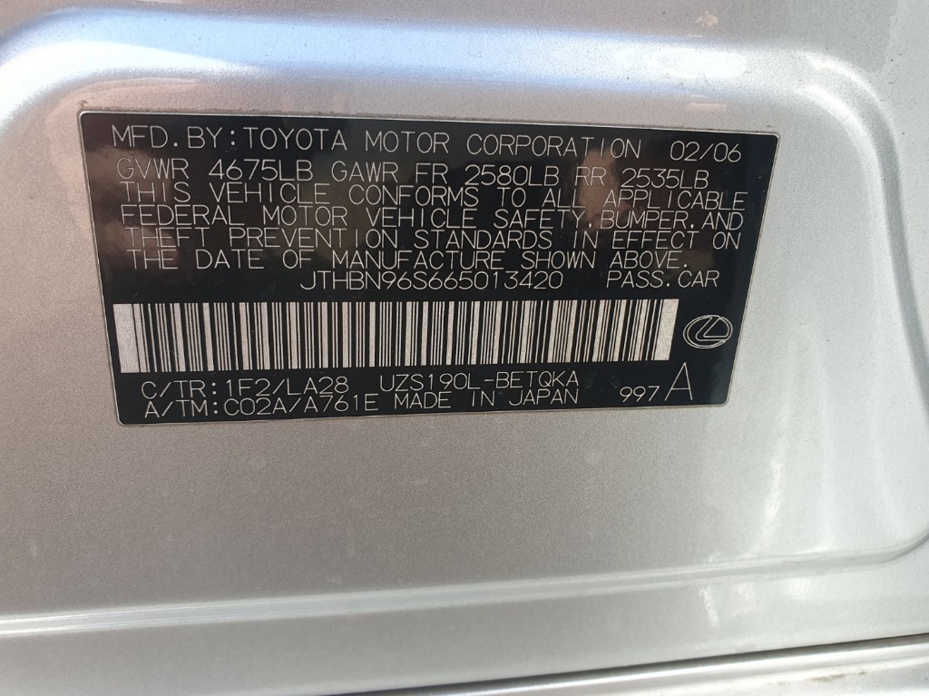 JTHBN96S665013420 Lexus GS430